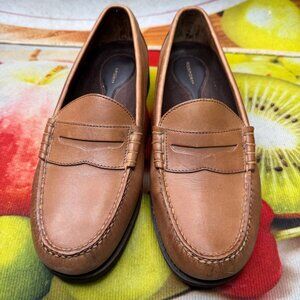 Rockport Mens Leather Loafers Size 10.5 W Brown Slip-On Dress Shoes